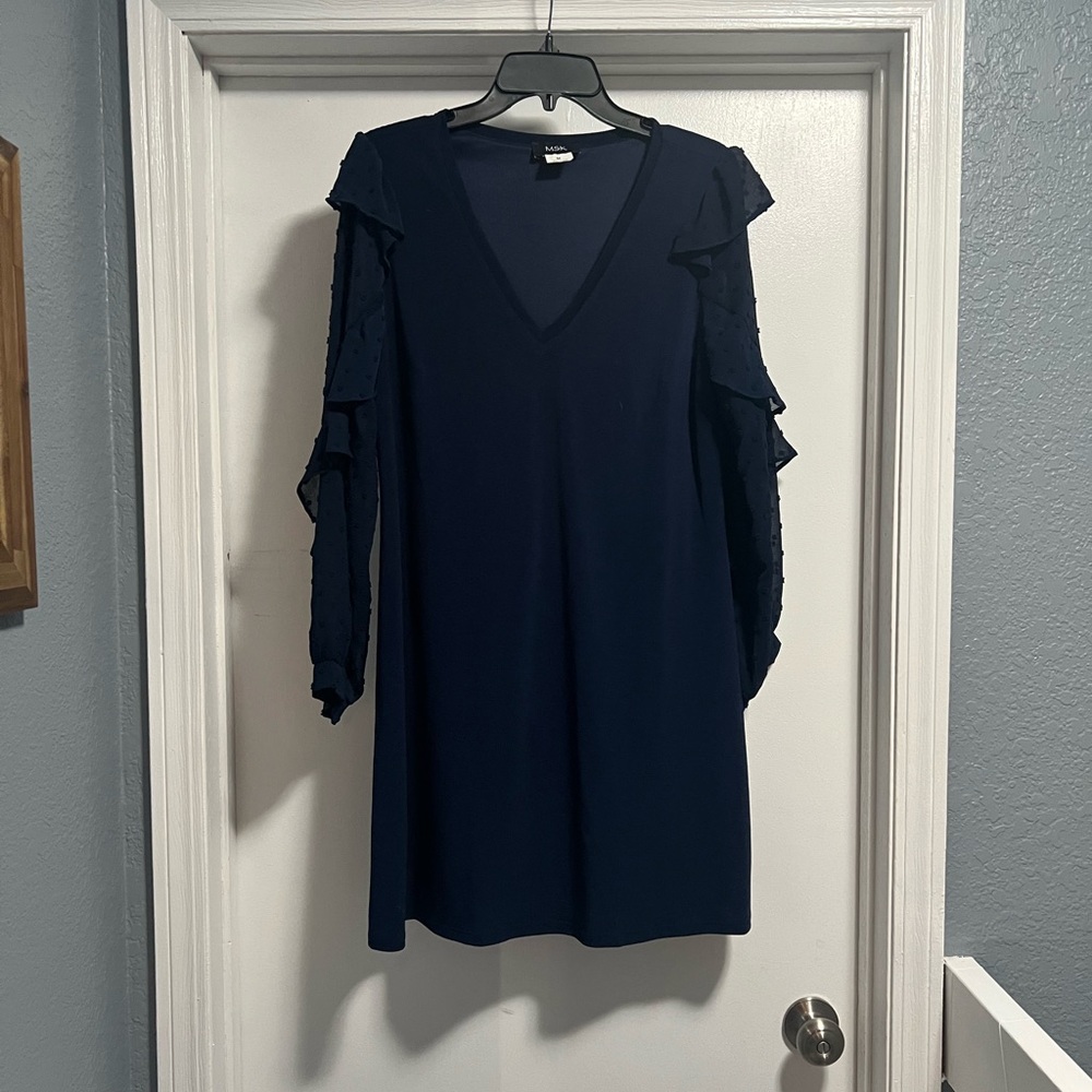 Elegant Navy V-Neck Women's Dress